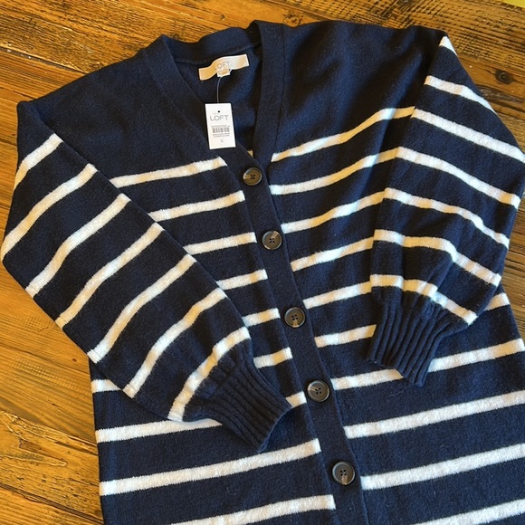 NEW LOFT Striped Cardigan Midi Dress - Picture 8 of 13